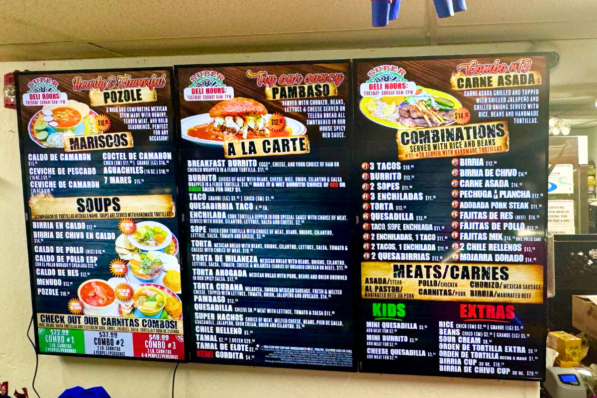 3 screen vertical/portrait digital menu done by Rosales Strategies for a mexican restaurant